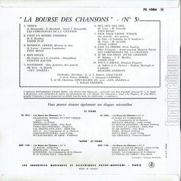 [Pochette de La bourse aux chansons n 5 (COMPILATION) - verso]