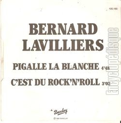 [Pochette de Pigalle la blanche / C’est du rock’n’roll (Bernard LAVILLIERS) - verso]