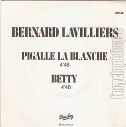 [Pochette de Pigalle la blanche / Betty (Bernard LAVILLIERS)]