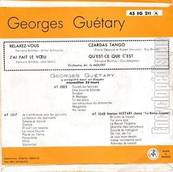 [Pochette de Relaxez-vous - N6 (Georges GUTARY) - verso]