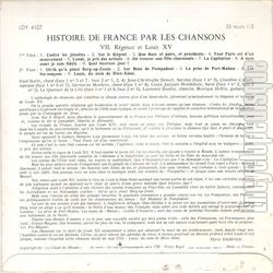 [Pochette de N° 7 - Régence et Louis XV (HISTOIRE DE FRANCE PAR LES CHANSONS) - verso]