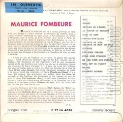 [Pochette de Maurice Fombeure (POTES D’AUJOURD’HUI) - verso]