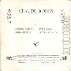 [Pochette de L’amour, Madame… (Claude ROBIN) - verso]