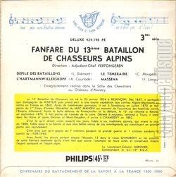 [Pochette de Fanfare du 13me bataillon de chasseurs alpins (MUSIQUE MILITAIRE) - verso]
