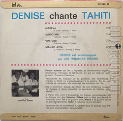 [Pochette de Denise chante Tahiti (Denise VALENTIN) - verso]