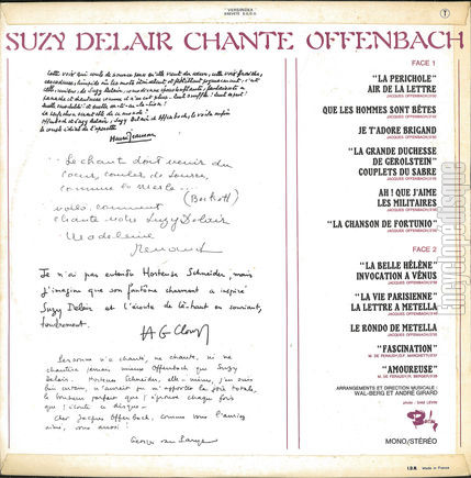 [Pochette de Suzy Delair chante Offenbach (Suzy DELAIR) - verso]