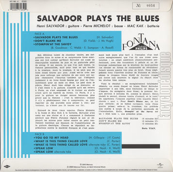 [Pochette de Salvador plays the blues (Henri SALVADOR) - verso]