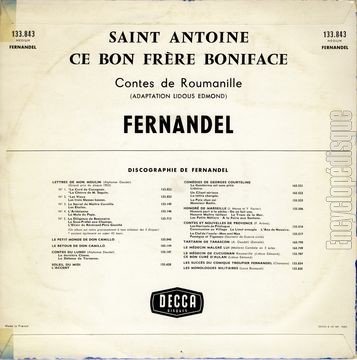 [Pochette de Saint Antoine / Ce bon frre Boniface (FERNANDEL) - verso]