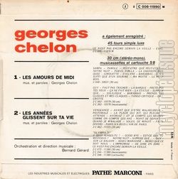 [Pochette de Les amours de midi (Georges CHELON) - verso]