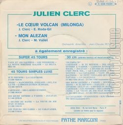 [Pochette de Le cœur volcan (Julien CLERC) - verso]