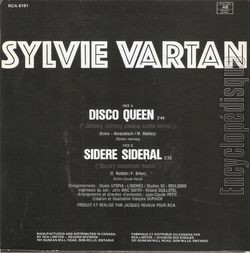[Pochette de Disco queen (Sylvie VARTAN) - verso]