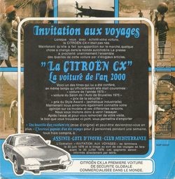 [Pochette de invitation au voyage - " La Citron CX la voiture de l’an 2000 " (PUBLICIT)]