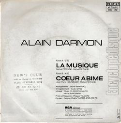 [Pochette de La musique (Alain DARMON) - verso]