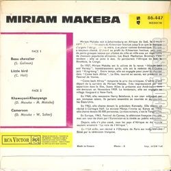 [Pochette de Miriam MAKEBA - " beau chevalier " (Les FRANCOPHILES) - verso]