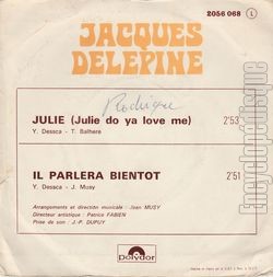 [Pochette de Julie (Julie do ya love me) (Jacques DELÉPINE) - verso]