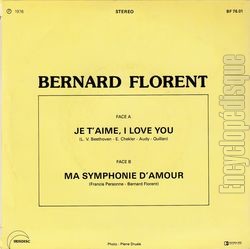 [Pochette de Je t’aime, I love you (Bernard FLORENT) - verso]