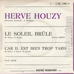 [Pochette de Le soleil brle (Herv HOUZY) - verso]