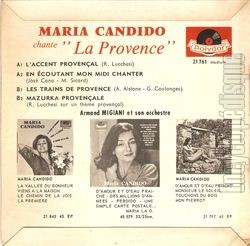 [Pochette de Chante la Provence (Maria CANDIDO) - verso]