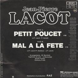[Pochette de Petit Poucet (Jean-Pierre LACOT) - verso]
