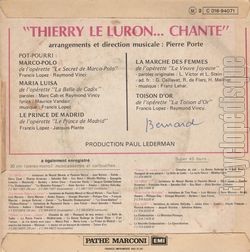 [Pochette de Chante… (Thierry LE LURON) - verso]