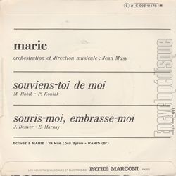 [Pochette de Souviens-toi de moi / Souris-moi, embrasse-moi (MARIE (alias de Marie-France DUFOUR)) - verso]