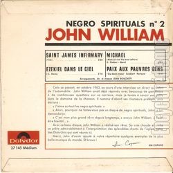 [Pochette de Negro spirituals n 2 (John WILLIAM) - verso]