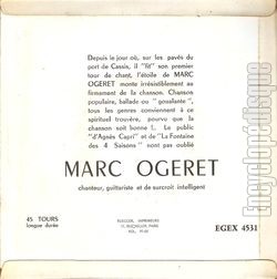[Pochette de Marc Ogeret interprte Aristide Bruant (Marc OGERET) - verso]