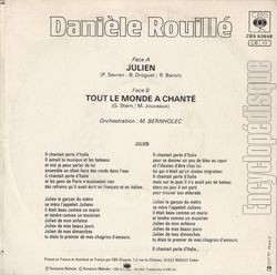 [Pochette de Julien (Danièle ROUILLÉ) - verso]