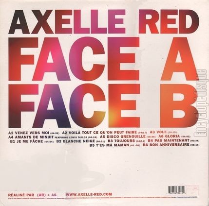 [Pochette de FACE A / FACE B (Axelle RED) - verso]