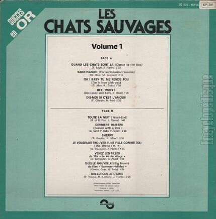 [Pochette de Les Chats Sauvages volume 1 (Les CHATS SAUVAGES) - verso]