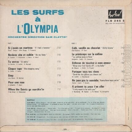 [Pochette de Les Surfs  l’Olympia (Les SURFS) - verso]