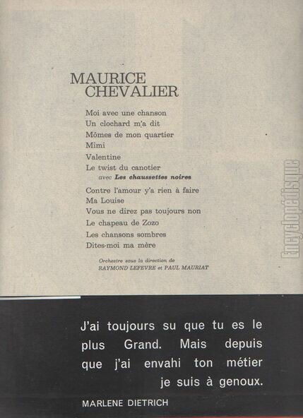 [Pochette de Album Maurice Chevalier (Maurice CHEVALIER) - verso]