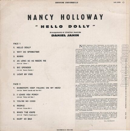 [Pochette de Hello Dolly (Nancy HOLLOWAY) - verso]