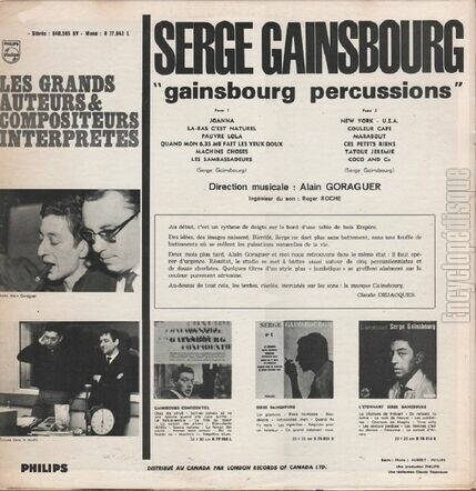[Pochette de Gainsbourg percussions (Serge GAINSBOURG) - verso]