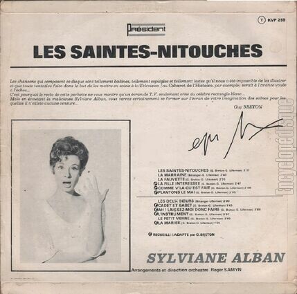 [Pochette de Les Saintes-Nitouches (Sylviane Alban) - verso]
