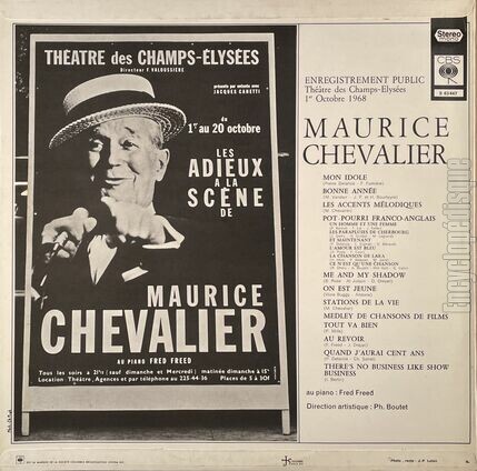 [Pochette de Enregistrement public “Thtre des Champs-lyses 1er octobre 1968” (Maurice CHEVALIER) - verso]