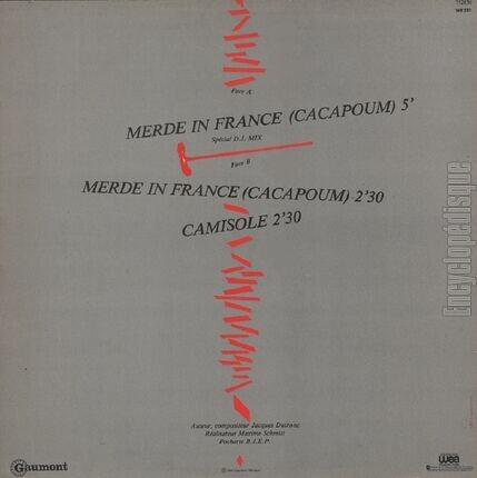 [Pochette de Merde in France (Cacapoum) - Special D.J. Mix (Jacques DUTRONC) - verso]