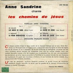 [Pochette de Anne Sandrine chante les chemins de Jsus (Anne SANDRINE) - verso]
