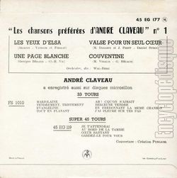[Pochette de Les chansons prfres d’Andr Claveau N1 (Andr CLAVEAU) - verso]