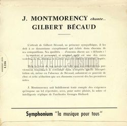 [Pochette de Jacques Montmorency chante les succs de Gilbert Bcaud (Jacques MONTMORENCY) - verso]