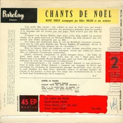 [Pochette de Chants de Noël - N°2 (Manou ROBLIN) - verso]