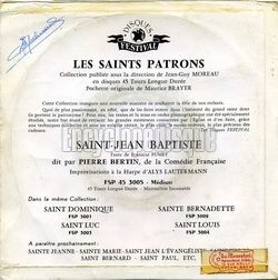 [Pochette de Les saints Patrons : Saint Jean-Baptiste (Les SAINTS PATRONS) - verso]