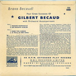 [Pochette de Bravo Becaud ! Four Great Successes (Gilbert BCAUD) - verso]