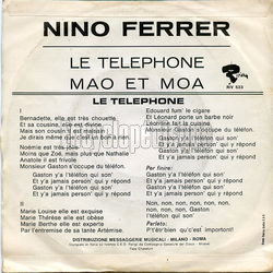 [Pochette de Le tlphone "Le tlfon" (Nino FERRER) - verso]