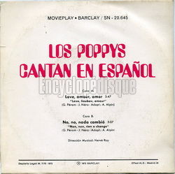 [Pochette de Love, amour, amor (version espagnole) (Les POPPYS) - verso]
