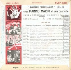 [Pochette de Marino MARINI -  Dansons joyeusement, vol.15  (Les FRANCOPHILES) - verso]