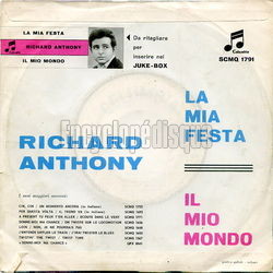 [Pochette de La mia festa (version italienne) (Richard ANTHONY) - verso]