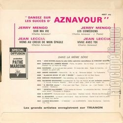 [Pochette de 4 succs d’Aznavour interprts pour la danse (COMPILATION) - verso]