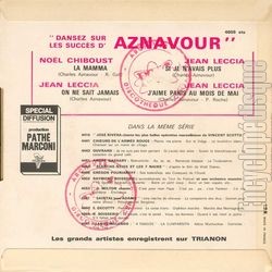 [Pochette de 4 succs d’Aznavour interprts pour la danse (COMPILATION) - verso]