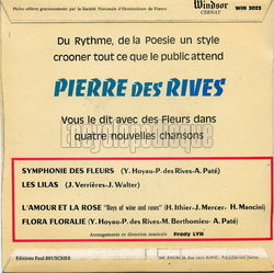 [Pochette de Symphonie des fleurs (Pierre des RIVES) - verso]